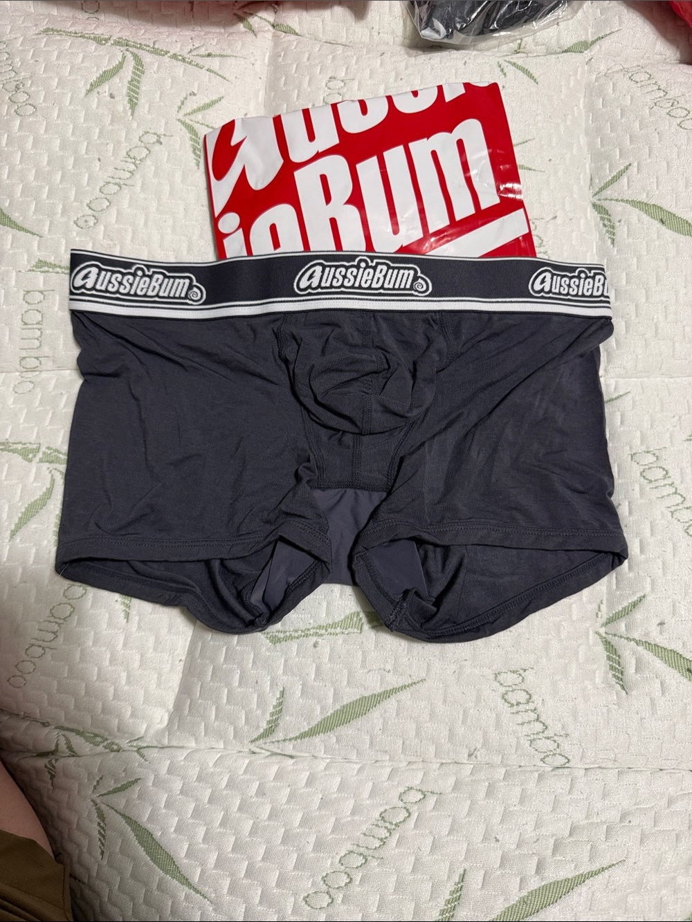 AussieBum Men's Charcoal Boxer Briefs with Logo Waistband new without tag
